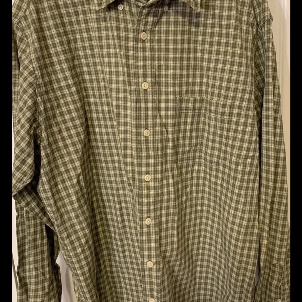 Vtg Eddie Bauer Sz L Tall Green Casual‎ Button Down Shirt with Classic Checkered
